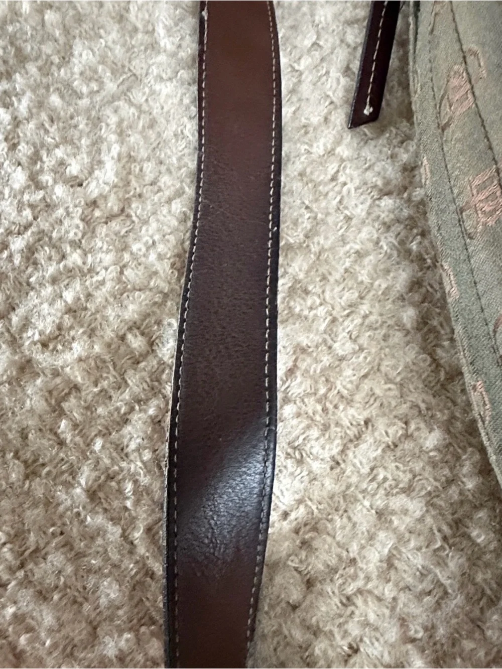 Vintage Dooney & Bourke Olive Monogram Hobo with Brown Leather Strap